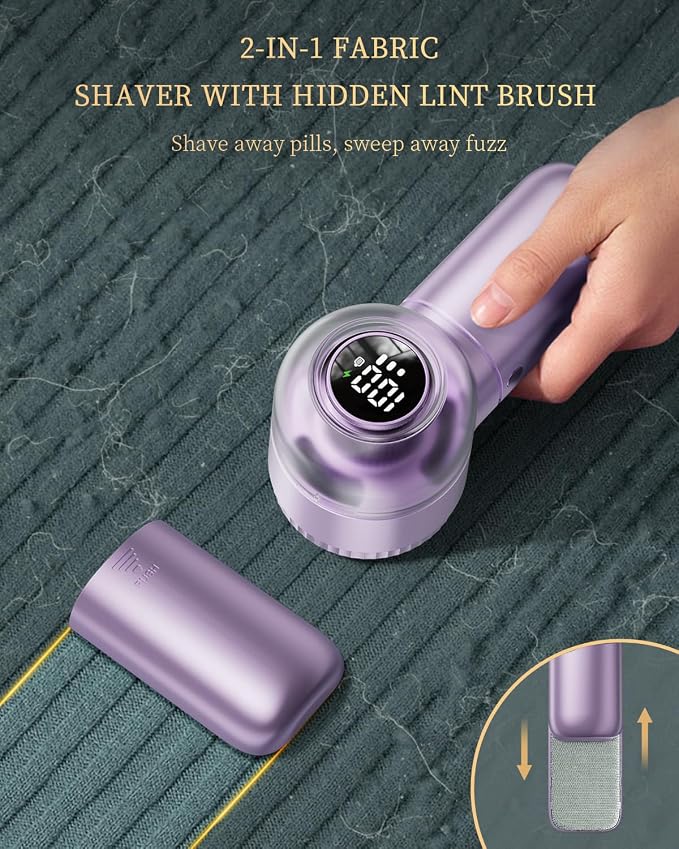 Fabric Shaver with Lint Brush, Large Lint Shaver with Digital Display, 3-Speeds - Image 4