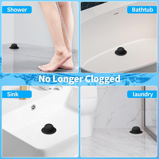 Shower Drain Hair Catcher, Bathtub Drain Cover Foldable Silicone Shower & Tub - Image 2
