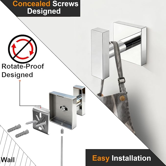 Towel Hooks for Bathrooms, Chrome Polished Towel Hook for Kitchen Bathroom - Image 5