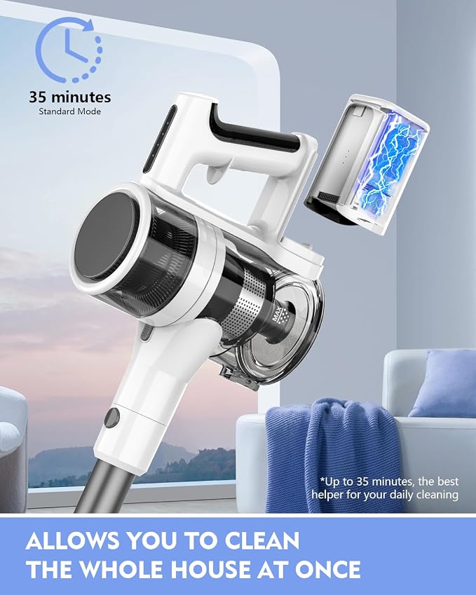 Cordless Vacuums, 000PRM Powerful Motor Vacuum Cleaner and 2200mAH Rechargeable - Image 3