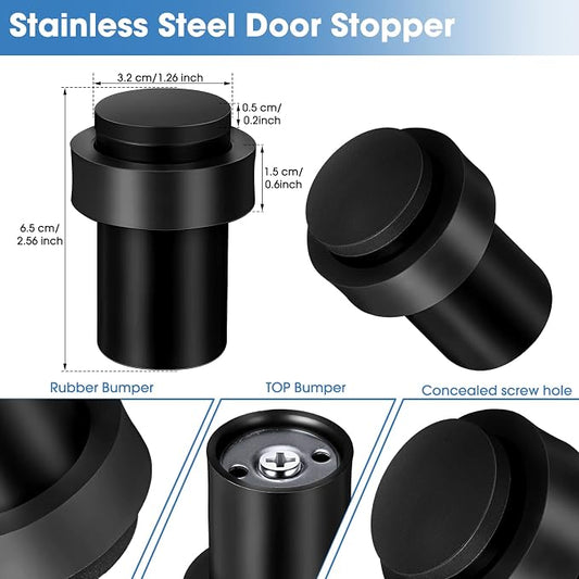 Chumia 20 Pcs Door Stopper Mounted Floor Stops Stainless Steel Cylindrical - Image 2