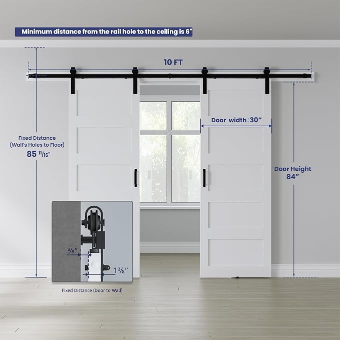 Double 30" x 84" White Barn Door - Image 3