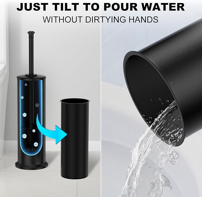 Black Toilet Brush and Holder，Extra Long Handled Toilet Brush - Image 6