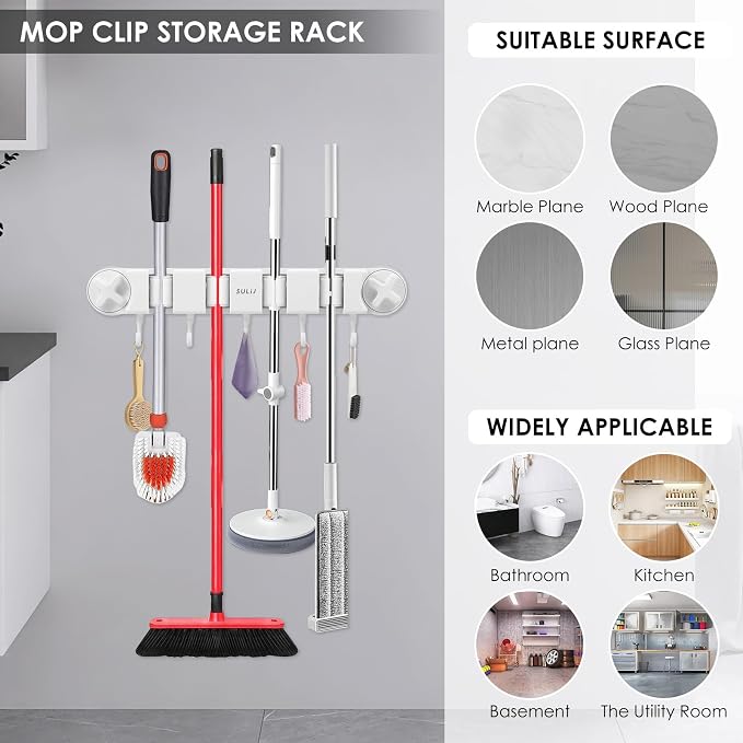 Broom Holder Wall Mount Sturdy Mop and Broom Organizer - Image 7