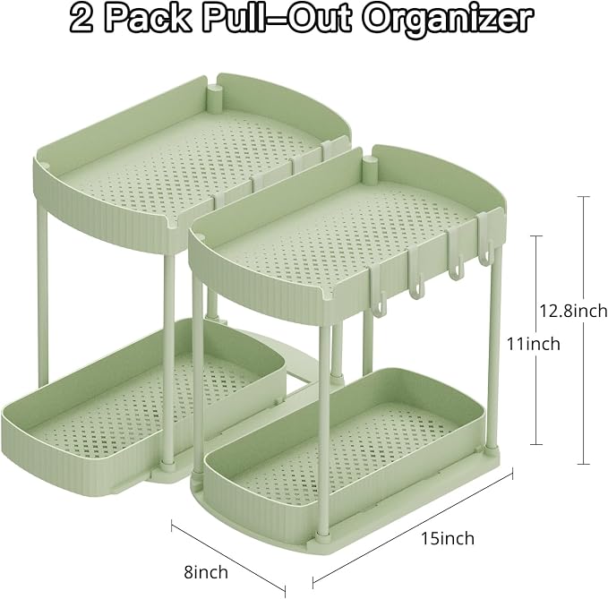 2 Pack Multi-Purpose Pull-Out Storage Organizers, Under Sink Organizers and - Image 2