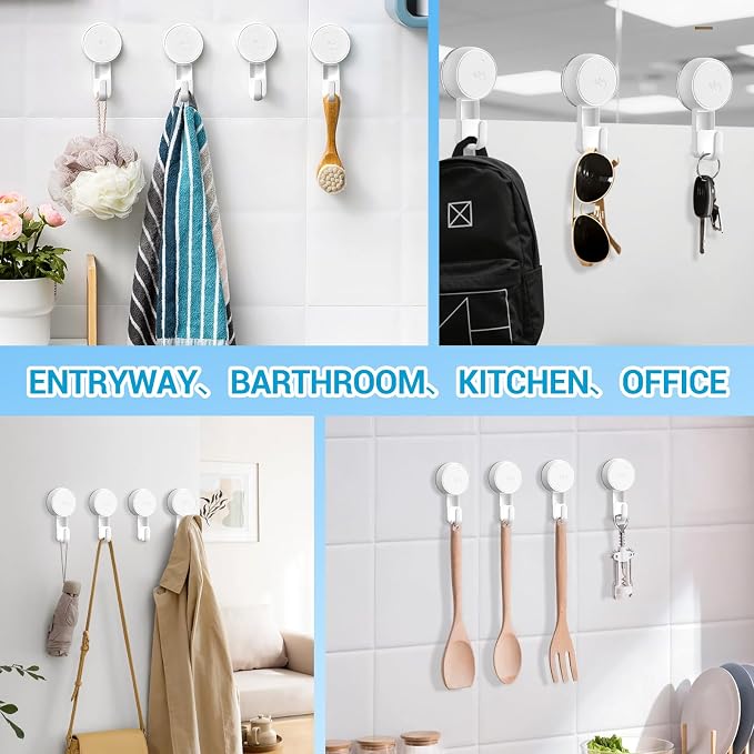 LUXEAR Suction Hooks Powerful Vacuum Suction Shower Hook- Heavy Duty Hangers - Image 8