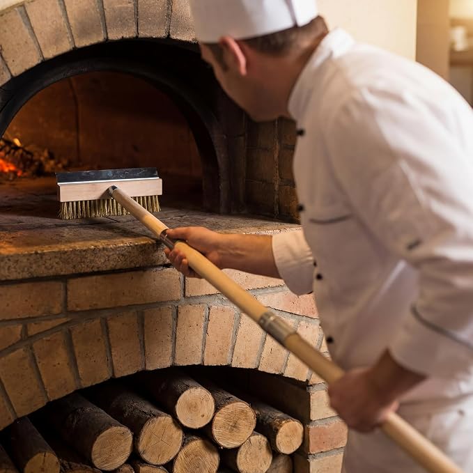 2 Pack 63 Inch Wood Handle Pizza Oven Brush - Image 6