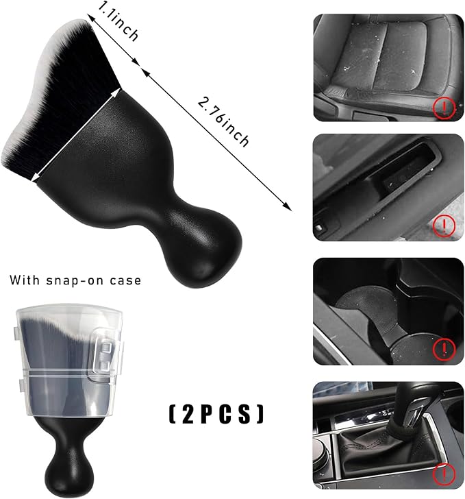 2PCS Car Interior Dust Brush, Soft Scratch Free Auto Detailing Brushes - Image 2