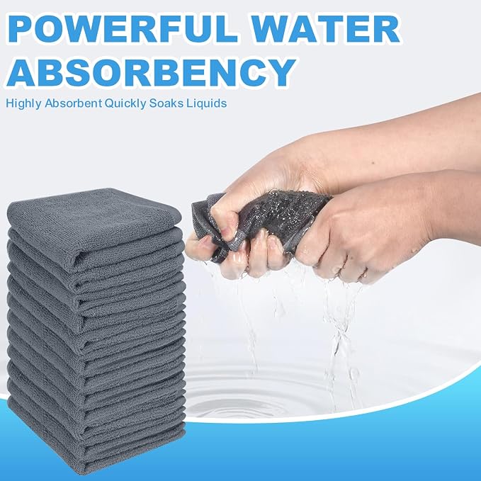 12 Pack 100% Cotton Wash Cloth, 12x12 Inch Highly Absorbent and Soft Feel - Image 6
