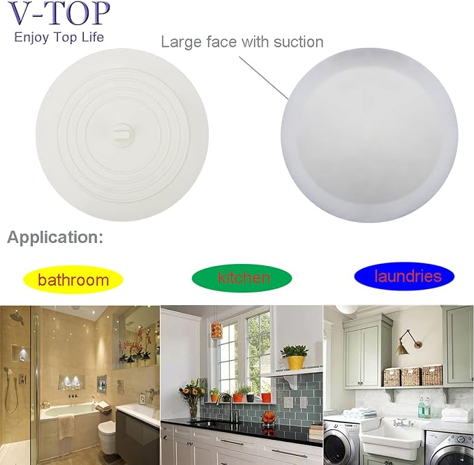 Shower Drain Hair Catcher Tub Stopper, V-TOP Drain Cover - Image 5