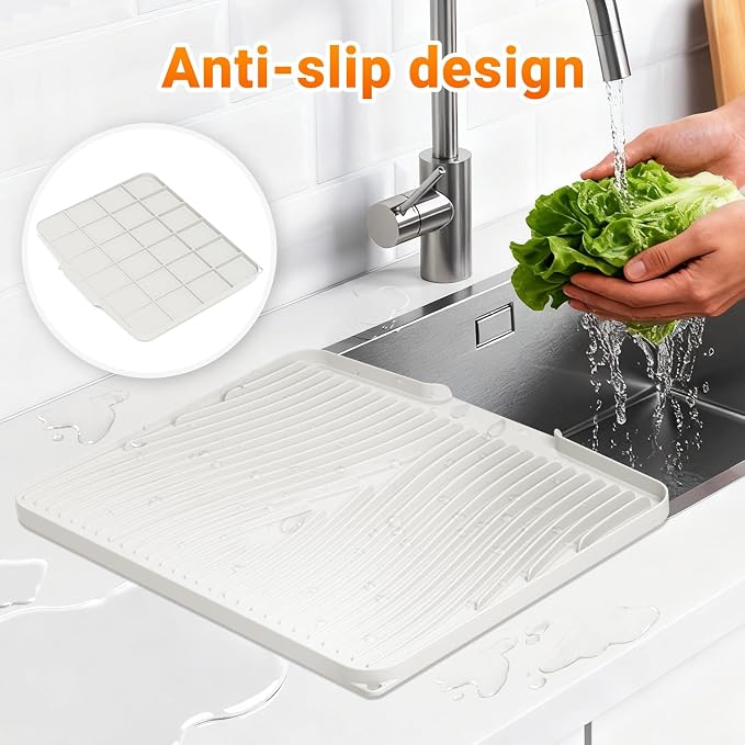 Silicone Dish Drying Mat for Kitchen Counter, Non-Slip Drain Pad, Dish Drying - Image 3