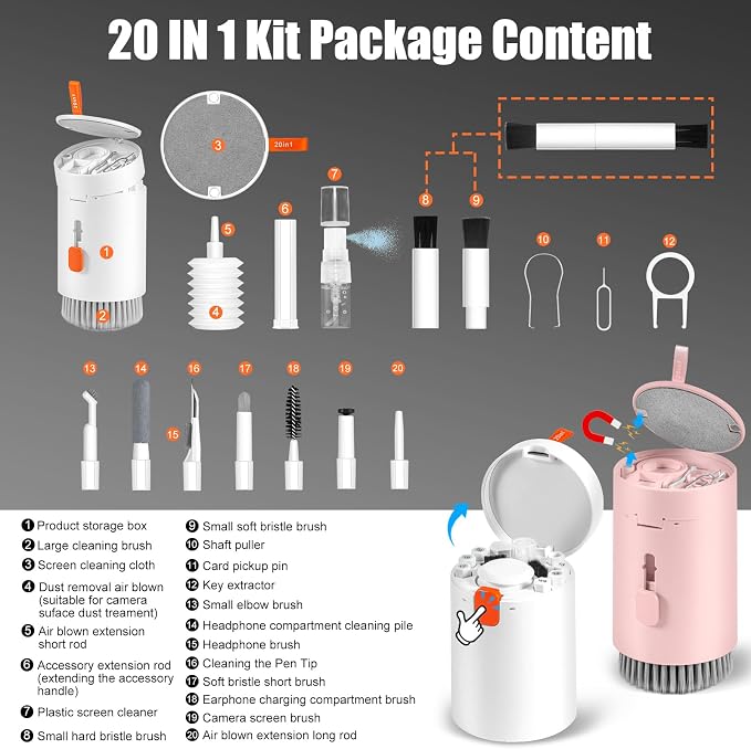 walrfid 2pcs White Pink Computer Keyboard Cleaner Kit, Laptop Screen Cleaning - Image 2