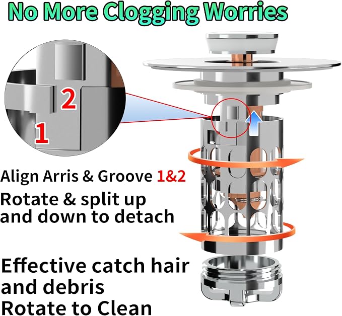 Sink Stopper Drain Hair Catcher, Bathroom Sink Drain Strainer - Image 4