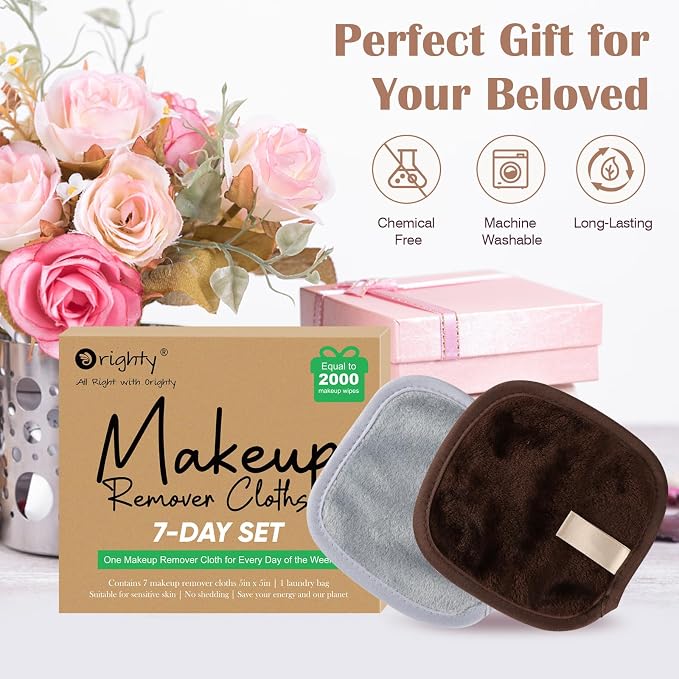 Orighty Makeup Remover Cloths 7-Day Set, Premium & Reusable Makeup Remover Pads - Image 7