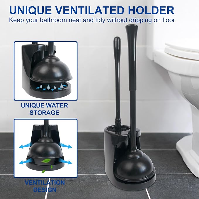 CELOX Black Toilet Plunger and Brush Set - Image 8