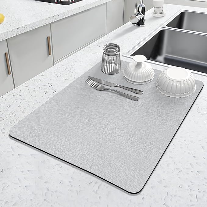 LOPNUR Kitchen Dish Drying Mat, Super Absorbent Dish Drying Pad, Diatomite by LOPNUR