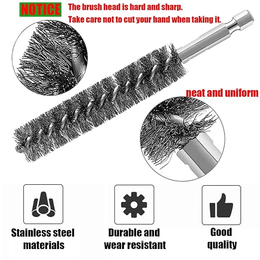 6-Pack Bore Brush Set Stainless Steel Wire Brush Bore Cleaning Brush Set - Image 6