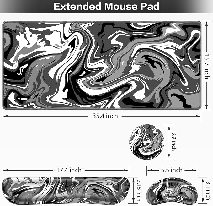 Desk Mat Black, Large Gaming Mouse Pad - Image 6