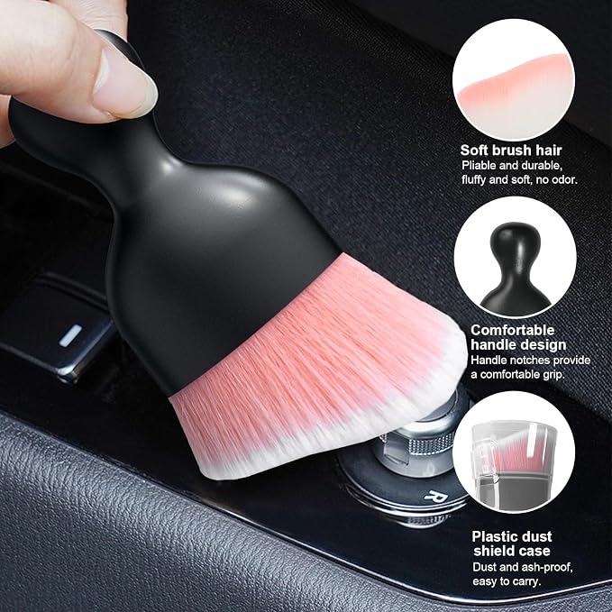 Ziciner 2 PCS Car Detailing Brush, Curved Soft Bristles Auto Removal Dust - Image 3