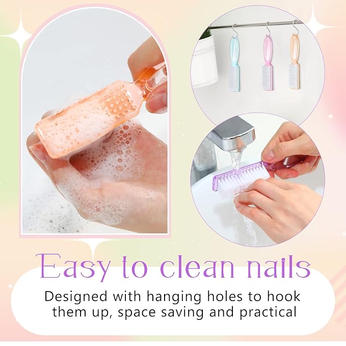 Patelai 30 Pcs Nail Scrubber Brushes Bulk Handle Grip Manicure Brushes - Image 2