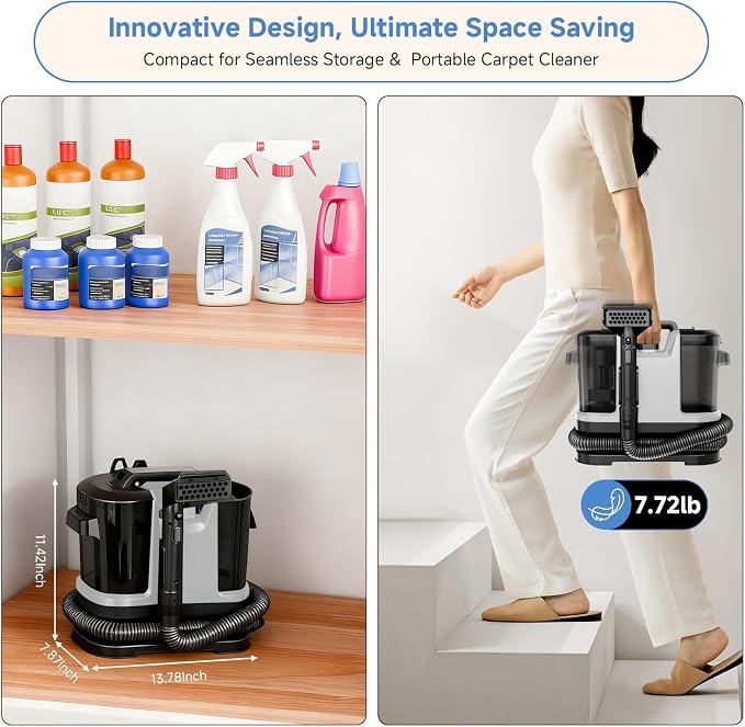 Portable Carpet & Upholstery Cleaner Machine, Handheld Spot Cleaner - Image 8