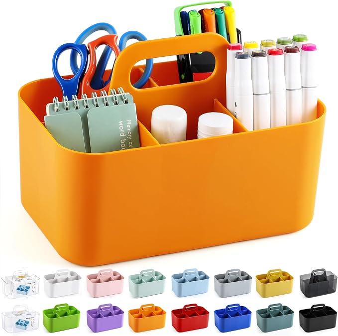 Multiuse Caddy Organizer with Handle, Stackable Plastic Tote Bin - Image 8