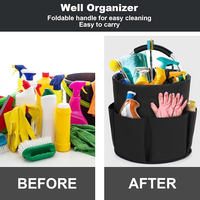 Cleaning Caddy with Handle, Cleaning Products Organiser, 17L Foldable Storage - Image 2