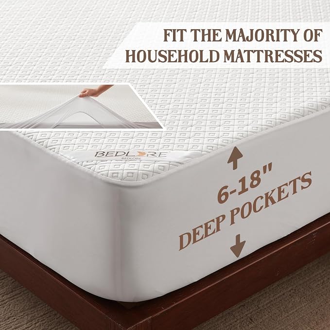 BEDLORE California King Mattress Protector, Waterproof Noiseless Mattress Cover - Image 5