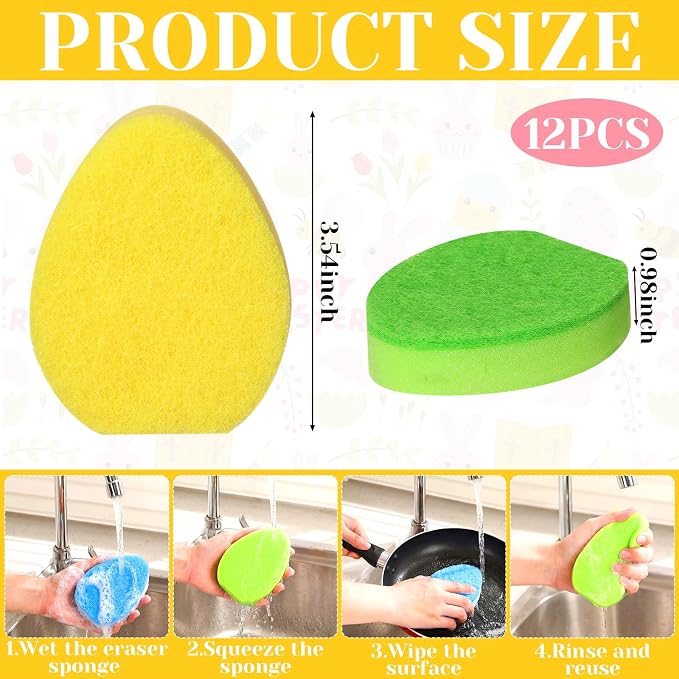 Tioncy 12 Pack Kitchen Sponges Bulk Dual Sided Scrubber Sponges Dishwashing - Image 2