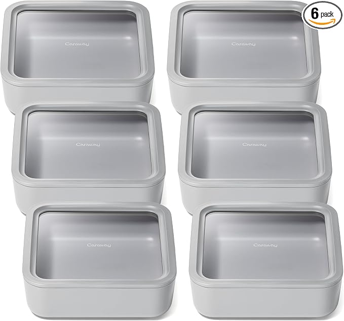 Caraway 6pc Glass Food Storage Set – 10 Cup Food Containers by Caraway