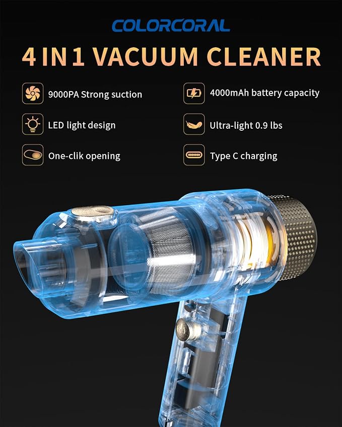COLORCORAL Mini Vacuum Cleaner and 2Pack Cleaning Gel Universal Dust Cleaner - Image 4