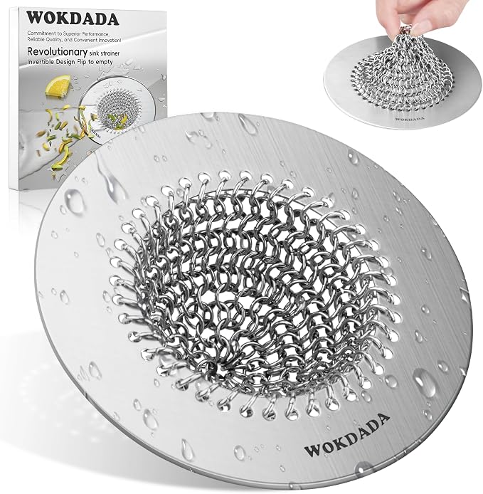 Sink Drain Strainer, Reversible No Clog Mesh Kitchen Sink Drain Strainer by Wokdada