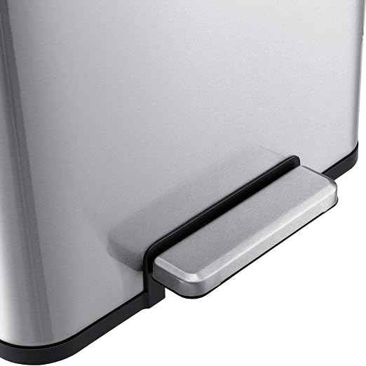 Global Industrial 12 Gallon Stainless Steel Trash Can, Rectangular Step-On - Image 4
