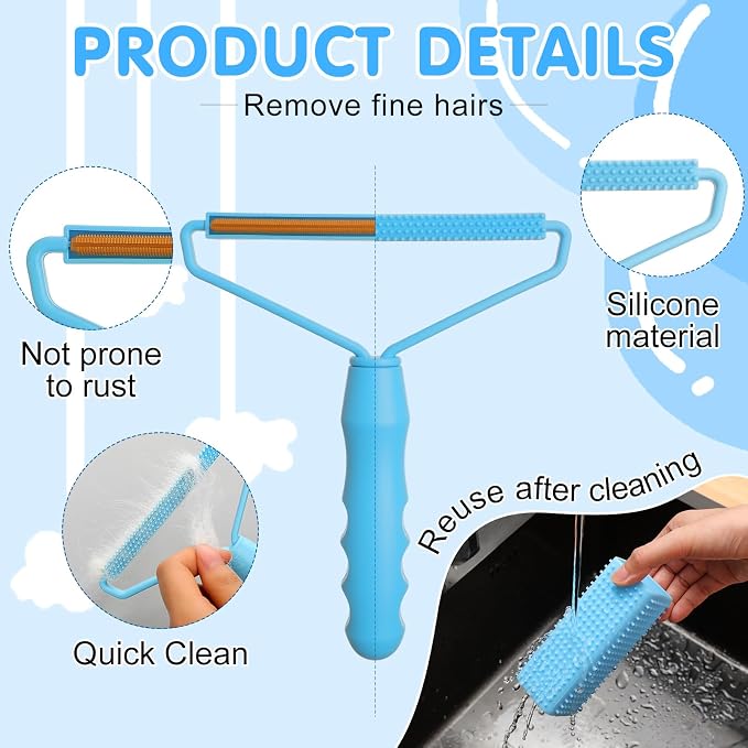 Honeydak 3 Pieces Hair Remover Tool Dog Hair Remover Pro Silicone Cleaner Brush - Image 6