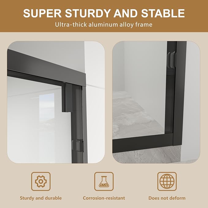 RFN 56-60" W x 76" H Framed Bypass Double Sliding Shower Door, 1/4" - Image 5