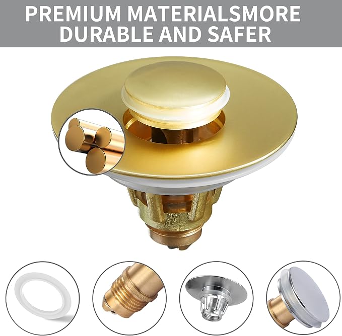 Fransiton Bathroom Sink Drain Stopper, 1.1-1.77 Inch Basin Pop Up Sink Drain - Image 5