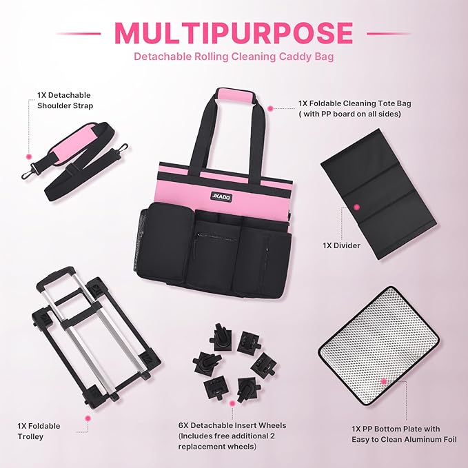 Large Rolling Cleaning Caddy Bag - Image 8