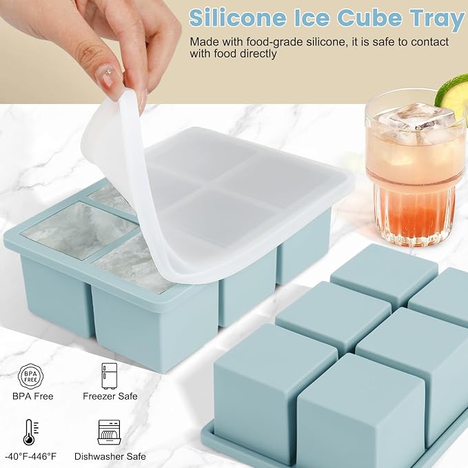 Large Silicone Ice Cube Tray 3Pack, SAWNZC Big Square Ice Cube Molds - Image 3