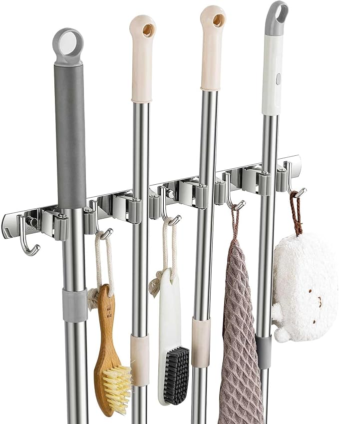 Broom Holder Wall Mount, Stainless Steel Broom Hanger Wall Mount, Heavy Duty by Unknown
