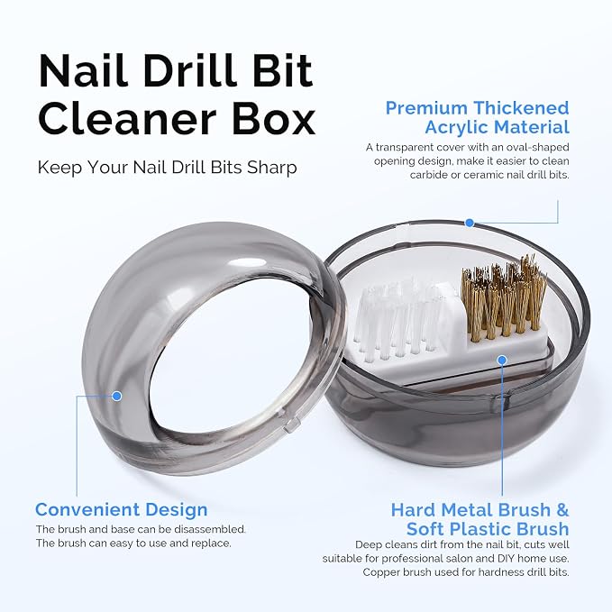 MelodySusie Nail Drill Bits Cleaner Brush Case Accessories - Image 2