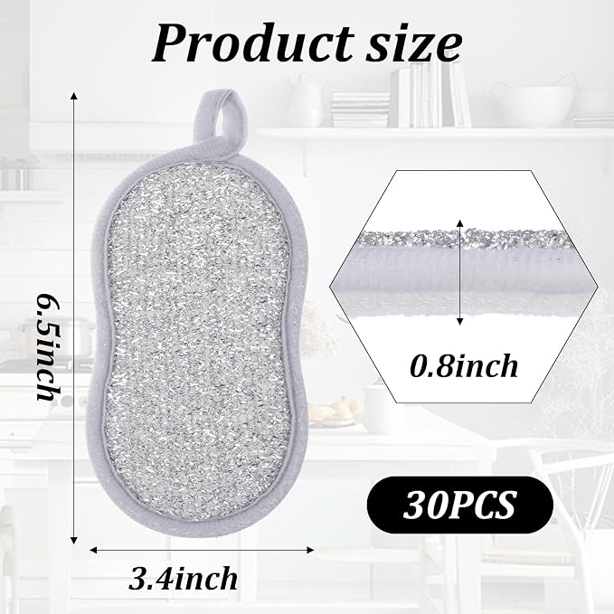 30 Pack Multi Purpose Scrub Sponges Non Scratch Microfiber Sponge Cleaning Dish - Image 2