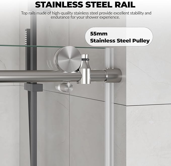 56-60" W x 76" H Frameless Sliding Shower Door - Image 4
