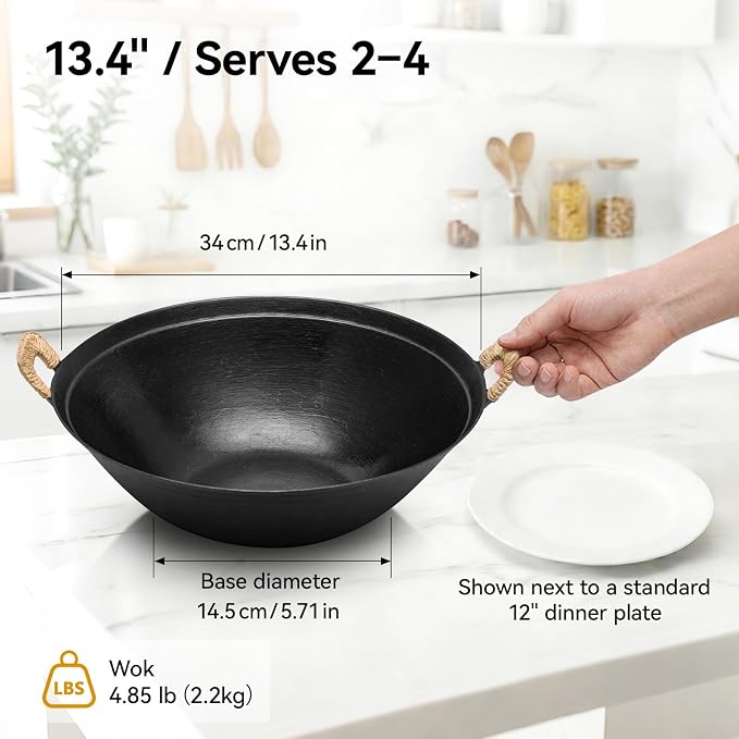 WANGYUANJI 13.4" Cast Iron Wok - Image 4