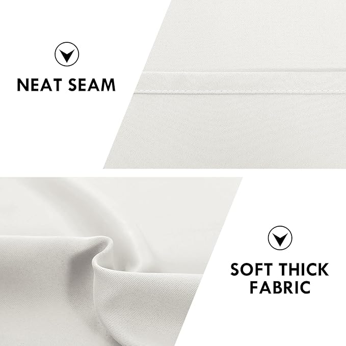 DWCN Blackout Curtains Thermal Insulated, Energy Saving & Noise Reducing Bedroom and Living Room Curtains, Ivory, W 42x L 54 Inch, Set of 2 Rod Pocket Curtain Panels