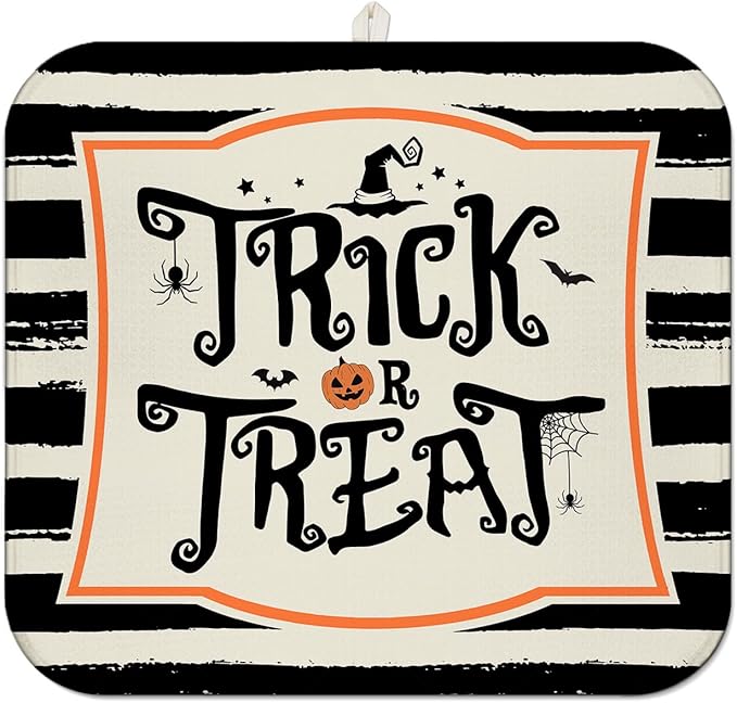 Halloween Dish Drying Mat for Kitchen Counter, Halloween Trick or Treat by Unknown