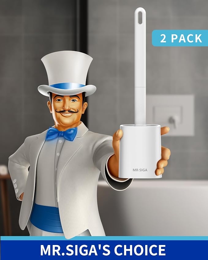 MR.SIGA Toilet Brush and Holder Set, Wall Mounted Toilet Bowl Brush, Compact - Image 2