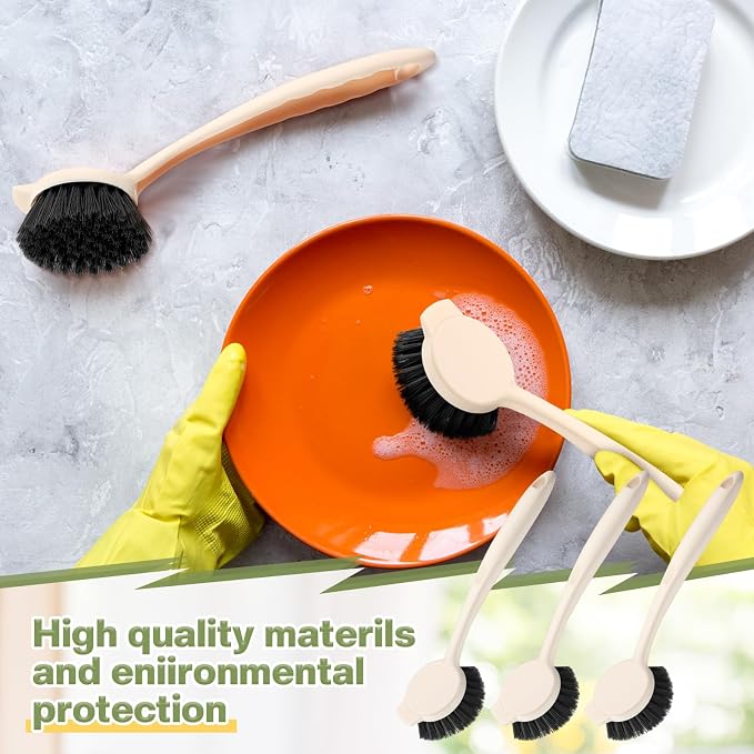 16 Pack Dish Brush with Handle Dish Scrubber Brush with Built-in Scraper - Image 5