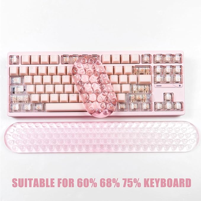 Ergonomic Gel Keyboard and Mouse Wrist Rest Set – Light Pink Wrist Rest - Image 3