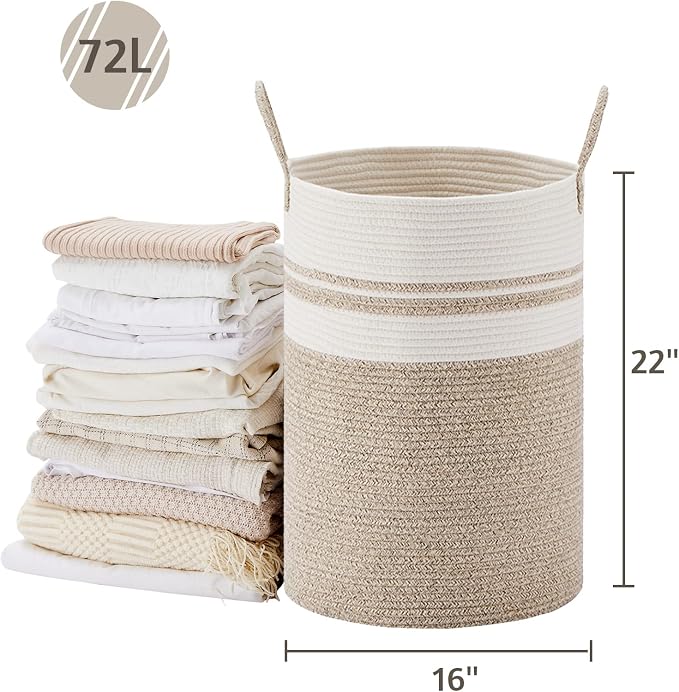 VIPOSCO Large Laundry Hamper, Tall Woven Rope Storage Basket - Image 5