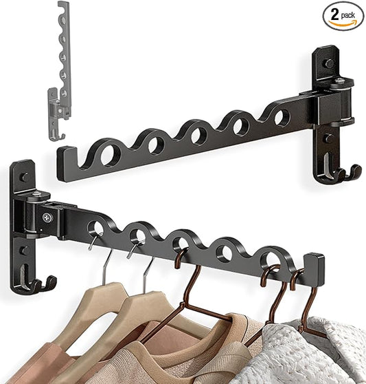 Dr.DJ Wall Hanger for Clothes, Coat Hanger Wall Mounted Matte Black Retractable by DrDJ
